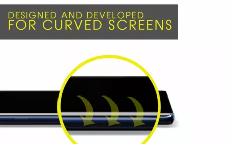 100% des Displays werden geschützt inkl. dem gewölbten Bereich.